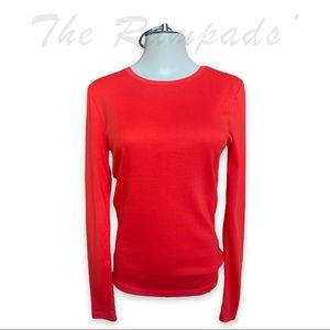 NWOT Ann Taylor Orange Red Long-sleeve T-shirt Size Medium